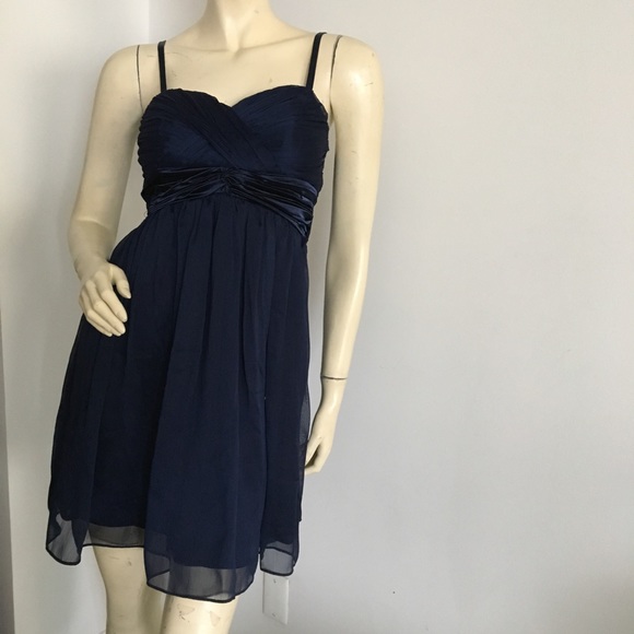 navy sweetheart neck flowy slip dress size small - Picture 3 of 6